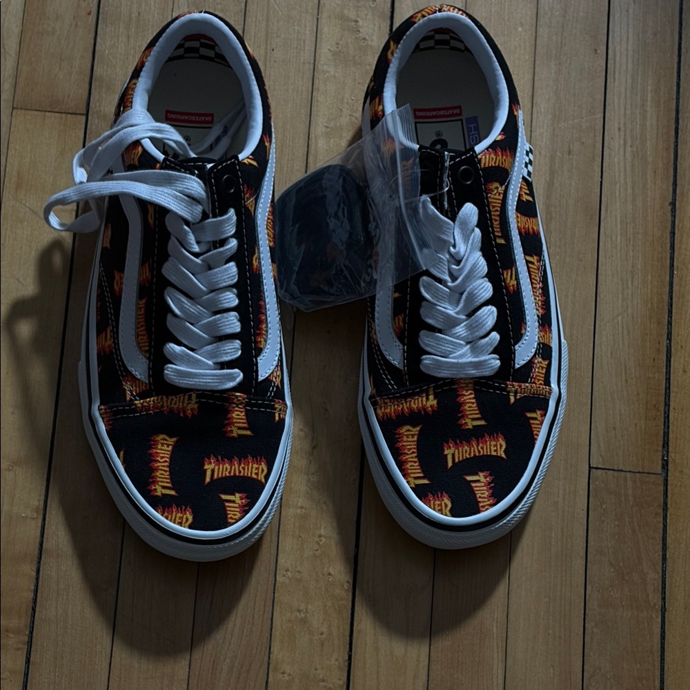 Thrasher Black and Orange Graphic Sneakers
